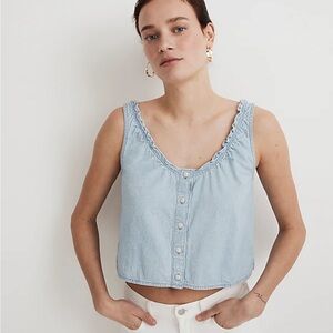Madewell ruffle denim tank NWT